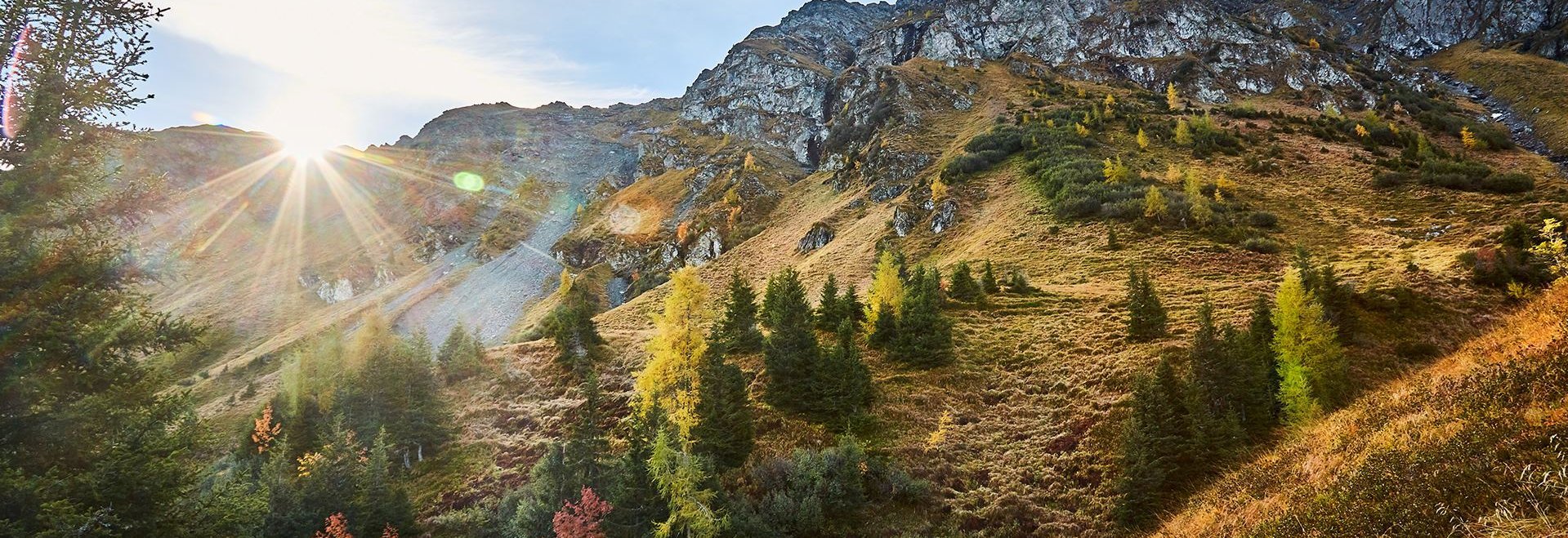 Herbstliche Landschaft mit Berg in Saalbach Hinterglemm