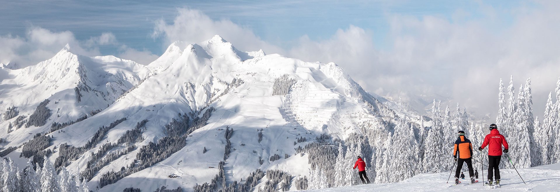 Piste with mountain panorama